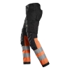 Spodnie robocze odblaskowe stretch z workami kieszeniowymi, EN ISO 20471 kl. 1 Snickers High-Vis 6234 – lewy bok