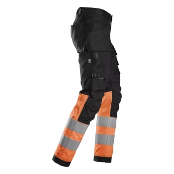 Spodnie robocze odblaskowe stretch z workami kieszeniowymi, EN ISO 20471 kl. 1 Snickers High-Vis 6234 – prawy bok
