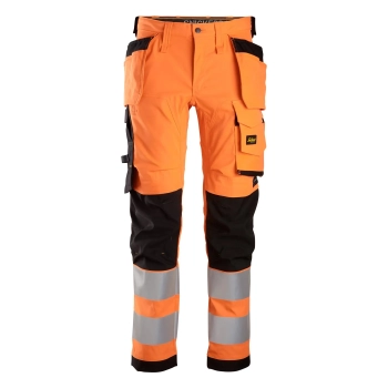 Spodnie robocze odblaskowe stretch z workami kieszeniowymi, EN ISO 20471 kl. 2 Snickers High-Vis 6243