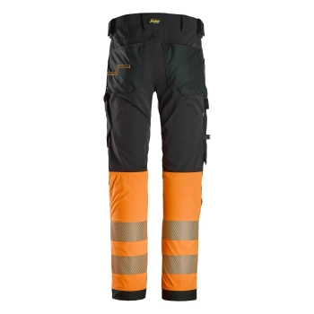 Spodnie robocze odblaskowe z 4-kierunkowego stretchu, EN ISO 20471 kl. 1 Snickers High-Vis 6335 – tył