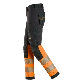 Spodnie robocze odblaskowe z 4-kierunkowego stretchu, EN ISO 20471 kl. 1 Snickers High-Vis 6335 – lewy bok