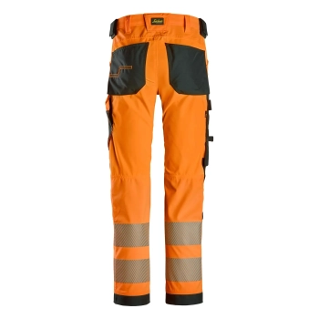 Spodnie robocze odblaskowe z 4-kierunkowego stretchu, EN ISO 20471 kl. 2 Snickers High-Vis 6336 – tył