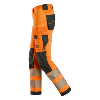 Spodnie robocze odblaskowe z 4-kierunkowego stretchu, EN ISO 20471 kl. 2 Snickers High-Vis 6336 – lewy bok