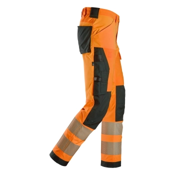 Spodnie robocze odblaskowe z 4-kierunkowego stretchu, EN ISO 20471 kl. 2 Snickers High-Vis 6336 – prawy bok