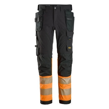 Spodnie robocze odblaskowe z 4-kierunkowego stretchu, z workami kieszeniowymi, EN ISO 20471 kl. 1 Snickers High-Vis 6231