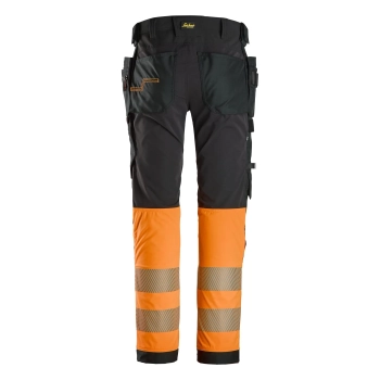 Spodnie robocze odblaskowe z 4-kierunkowego stretchu, z workami kieszeniowymi, EN ISO 20471 kl. 1 Snickers High-Vis 6231 – tył