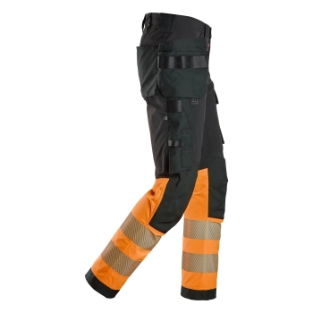 Spodnie robocze odblaskowe z 4-kierunkowego stretchu, z workami kieszeniowymi, EN ISO 20471 kl. 1 Snickers High-Vis 6231 – prawy bok