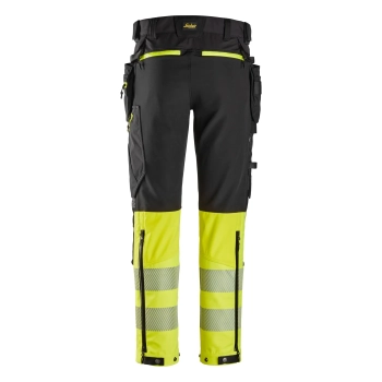 Spodnie robocze odblaskowe z odpinanymi workami kieszeniowymi, EN ISO 20471 kl. 1 Snickers High-Vis 6935 – tył