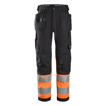 Spodnie robocze odblaskowe z workami kieszeniowymi, EN ISO 20471 kl. 1 Snickers High-Vis 6239