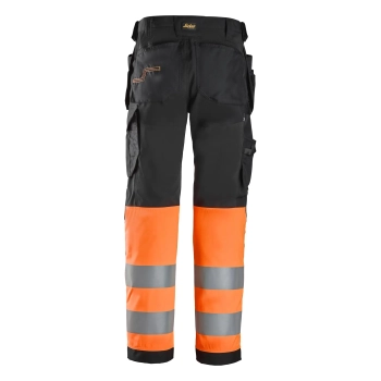 Spodnie robocze odblaskowe z workami kieszeniowymi, EN ISO 20471 kl. 1 Snickers High-Vis 6239 – tył