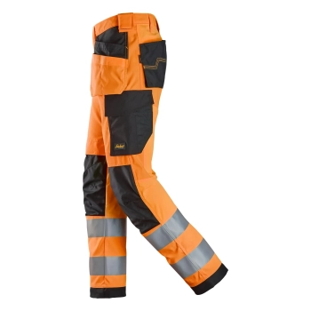 Spodnie robocze odblaskowe z workami kieszeniowymi, EN ISO 20471 kl. 2 Snickers High-Vis 6238 – lewy bok