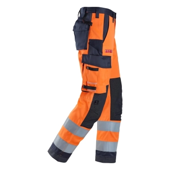 Spodnie robocze spawalnicze odblaskowe, EN ISO 20471 kl. 2 Snickers ProtecWork 6366 – prawy bok