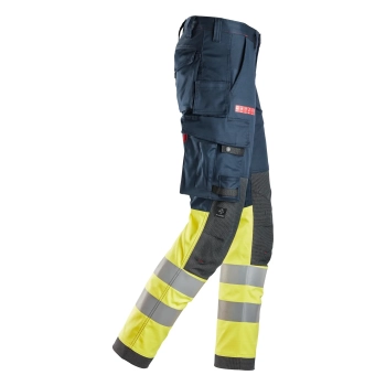 Spodnie robocze spawalnicze odblaskowe stretch, EN ISO 20471 kl. 1 Snickers ProtecWork 6374 – prawy bok