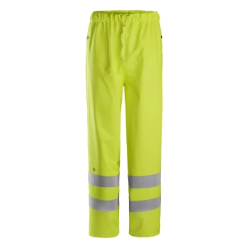 Spodnie robocze trudnopalne odblaskowe przeciwdeszczowe PU, EN ISO 20471 kl. 2 Snickers ProtecWork 8267