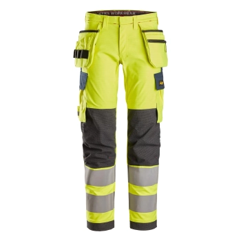 Spodnie robocze trudnopalne odblaskowe stretch z workami kieszeniowymi, EN ISO 20471 kl. 2 Snickers ProtecWork 6268
