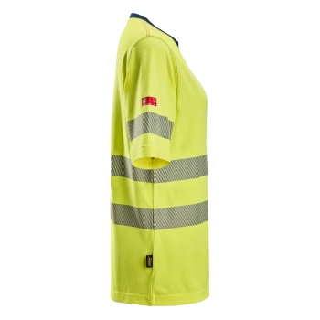 T-shirt roboczy damski trudnopalny odblaskowy, EN ISO 20471 kl. 2 Snickers ProtecWork 2567 – prawy bok