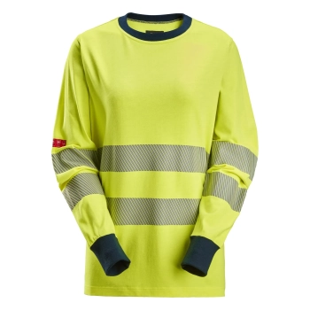 T-shirt roboczy damski trudnopalny odblaskowy z długim rękawem, EN ISO 20471 kl. 2/3 Snickers ProtecWork 2476