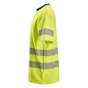 T-shirt roboczy trudnopalny odblaskowy, EN ISO 20471 kl. 2/3 Snickers ProtecWork 2562 – lewy bok