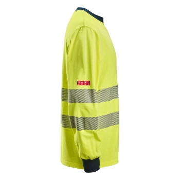 T-shirt roboczy trudnopalny odblaskowy z długim rękawem, EN ISO 20471 kl. 3 Snickers ProtecWork 2461 – prawy bok