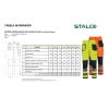 Spodnie robocze odblaskowe BASIC NEON LINE Stalco – tabela wymiarów