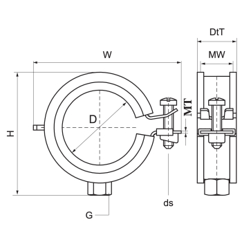 Walraven Obejma KSB1 (M8) – rysunek wymiarowy