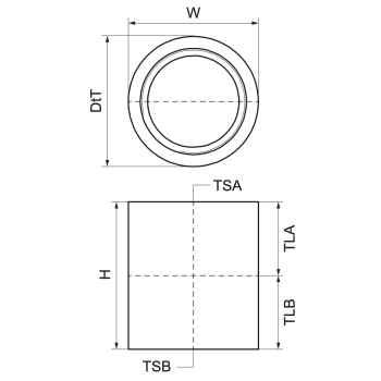 Walraven Adapter gwintowy do obejm (KSB2 M8/M10/½ cala) – rysunek wymiarowy