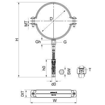 Walraven Obejma 2S bez okładziny Set (M8/10) – rysunek wymiarowy