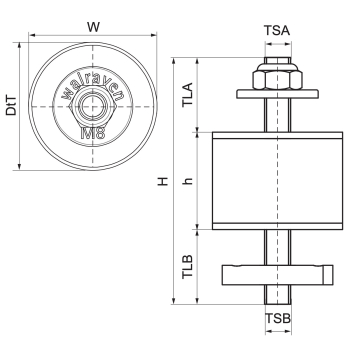 Walraven VibraTek SB-MM Amortyzator drgań RapidStrut – rysunek wymiarowy