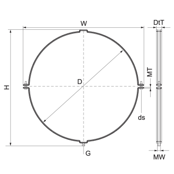 Walraven Aero Obejma wentylacyjna (M8/M10) – rysunek wymiarowy