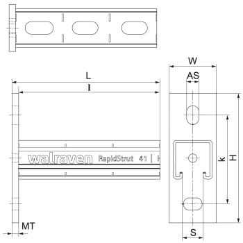 Walraven RapidStrut Konsola BUP – rysunek wymiarowy