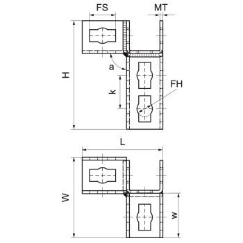 Walraven PushStrut Kątownik 3D – rysunek wymiarowy
