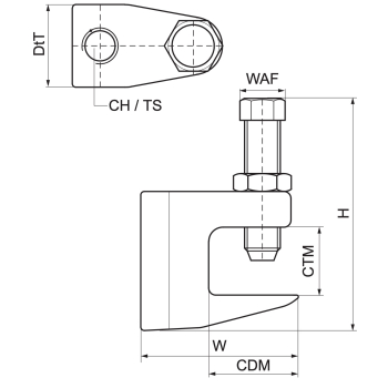 Walraven Klamra do dźwigaru model C BUP – rysunek wymiarowy
