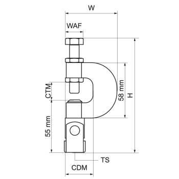 Walraven Klamra przechylna model P – rysunek wymiarowy