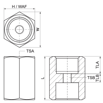 Walraven Adapter gwintu – rysunek wymiarowy