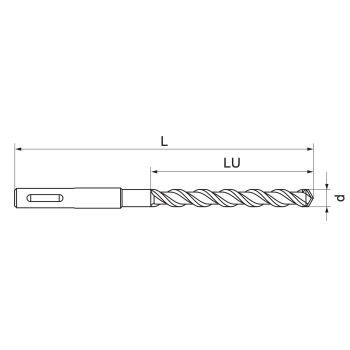 Walraven WSDS+ Wiertło do materiałów pustych – rysunek wymiarowy