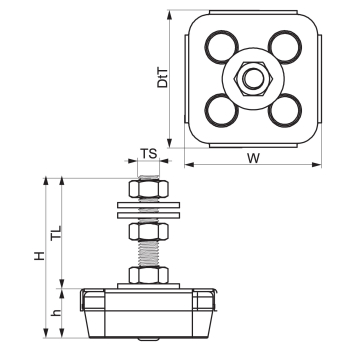Walraven VibraTek MR-L 1000/M8 podkładka poziomująca – rysunek wymiarowy