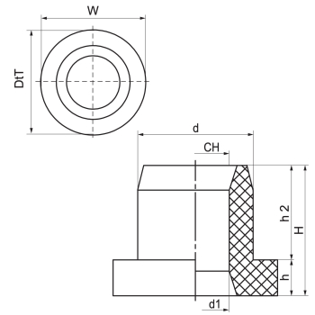 Walraven VibraTek SA-2 amortyzator elastomerowy – rysunek wymiarowy