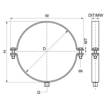 Obejmy Walraven HD700 SSt A4 M16 – rysunek wymiarowy