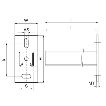 Walraven RapidStrut Konsola STN – rysunek wymiarowy