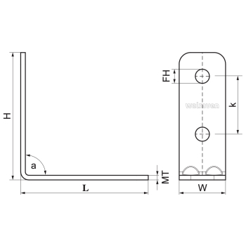 Walraven RapidStrut Kątownik 90° STN – rysunek wymiarowy